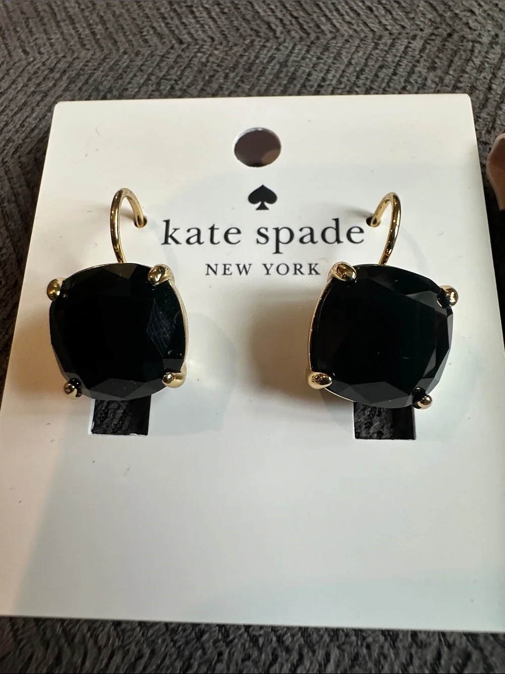 kate spade Black Stone Hook Earrings & Iridescent Glitter Studs